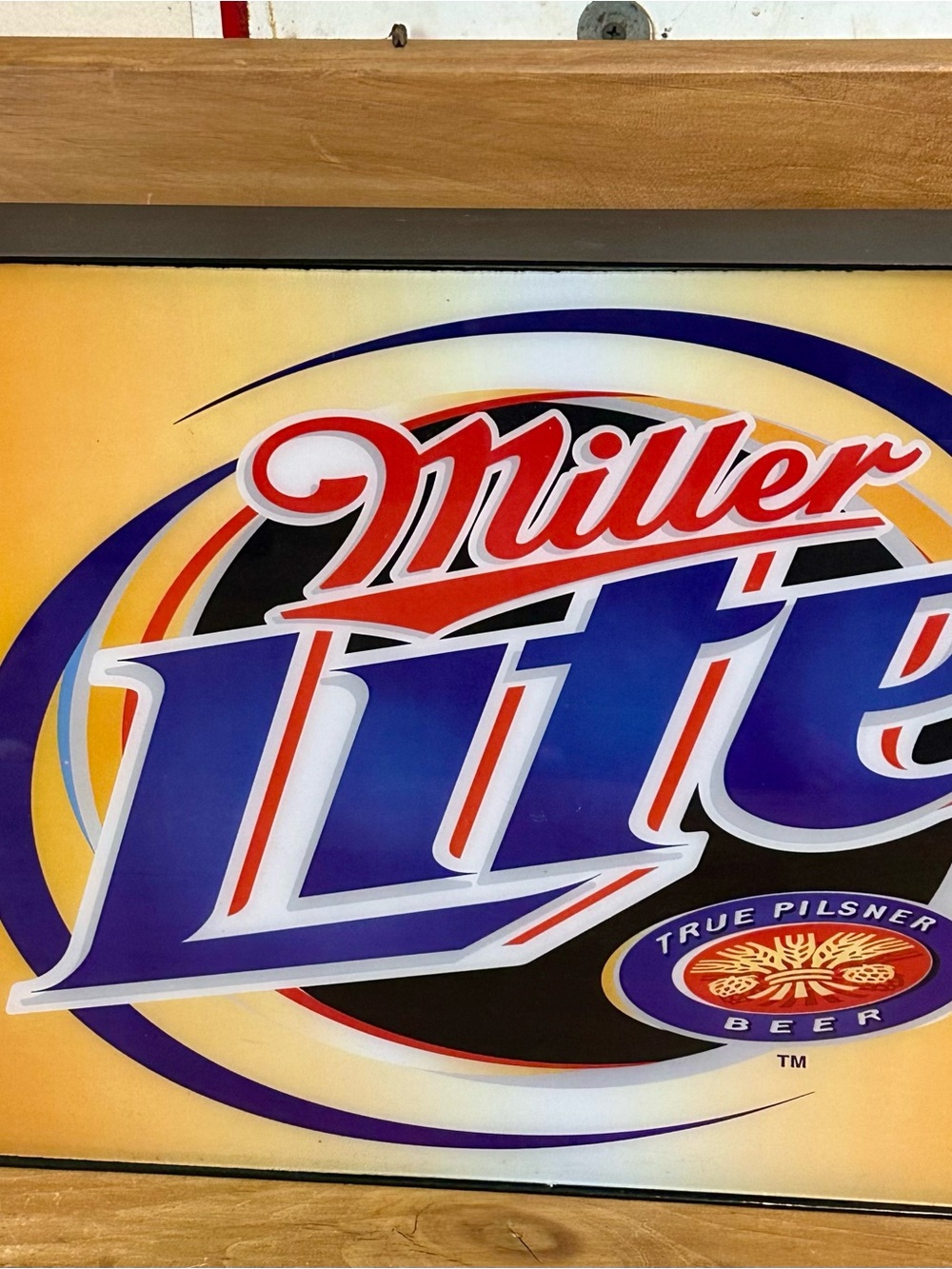 Vintage Miller Light Beer Paneled Neon Lit Mancave; Garage; Bar Sign